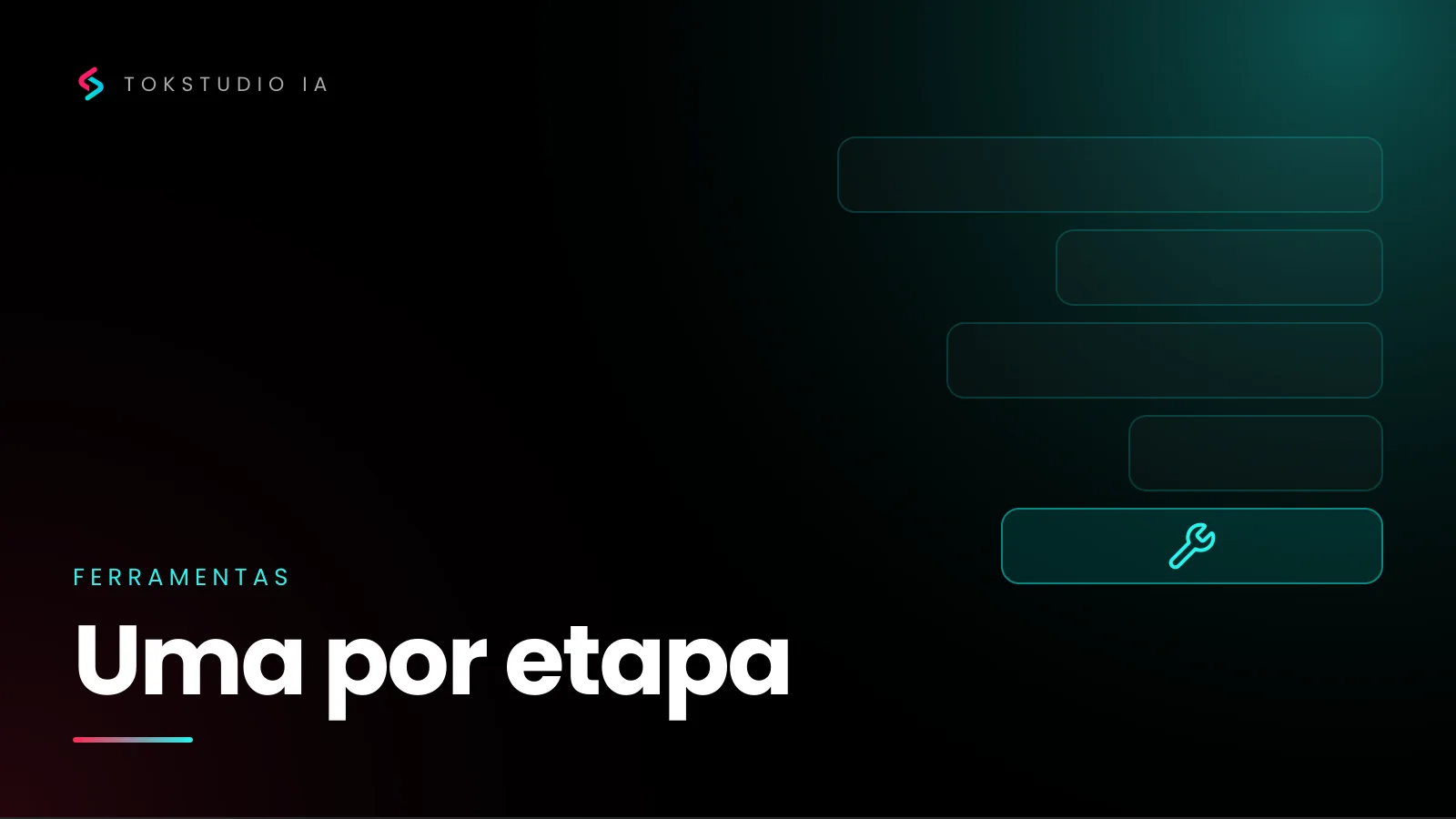 Capa escura com blocos empilhados em ciano e o texto "Uma por etapa"